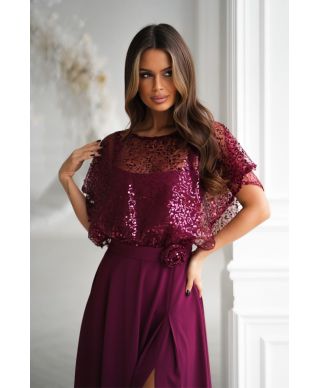 Abito lungo elegante bordeaux - ELEONORA