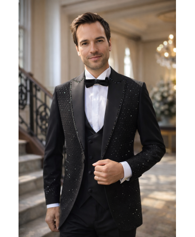 Smoking Uomo Nero con Brillanti - Primero - Diciottesimo e Cerimonie - Gogolfun.it