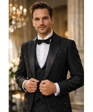 Smoking Uomo Nero con Brillanti - Primero - Diciottesimo e Cerimonie - Gogolfun.it