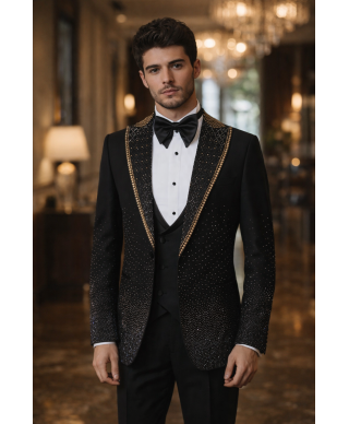 Smoking Uomo Particolare con Strass oro – New York - Diciottesimo e Sposo - Gogolfun.it