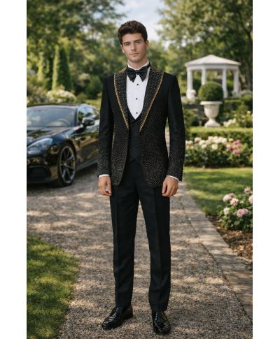 Smoking Uomo Particolare con Strass oro – New York - Diciottesimo e Sposo - Gogolfun.it