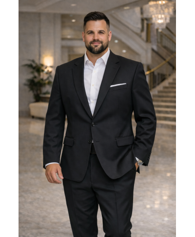 Abito uomo con gilet, colore nero - Modello Colosseum - Taglia comoda