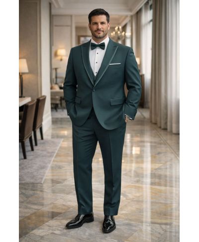 Smoking uomo con gilet verde, Taglie comode - Romanic - Gogolfun.it