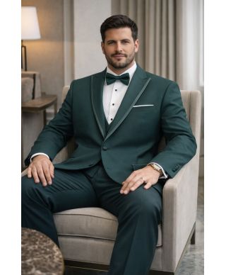 Smoking uomo con gilet verde, Taglie comode - Romanic - Gogolfun.it