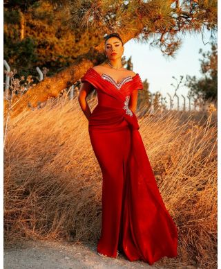 Vestito a sirena da cerimonia, rosso - Olga - Vestiti rossi da cerimonia - Gogolfun.it