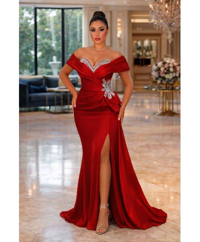 Vestito a sirena da cerimonia, rosso - Olga - Vestiti rossi da cerimonia - Gogolfun.it