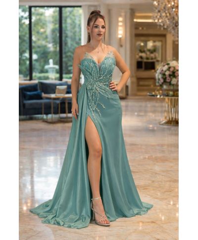 Abito da cerimonia verde tiffany - Galata - Abiti da invitata, testimone, mamma della sposa - Gogolfun.it