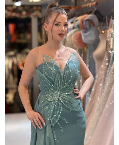 Abito da cerimonia verde tiffany - Galata - Abiti da invitata, testimone, mamma della sposa - Gogolfun.it