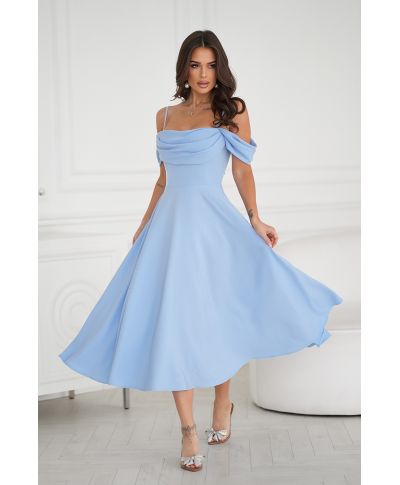 Abito midi elegante in Raso - Scollo Morbido e Spalline scorrevoli