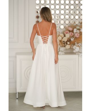 Vestito lungo elegante ecru con allacciatura a corsetto - Ravenna