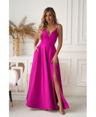 Vestito lungo elegante fucsia con gonna ampia – Ravenna