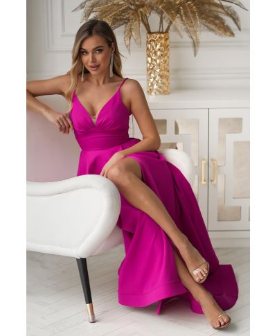 Vestito lungo elegante fucsia con gonna ampia – Ravenna