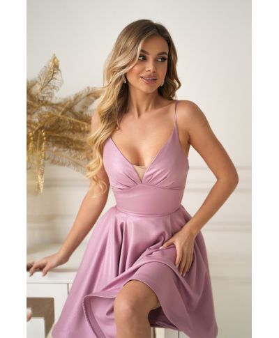 Abito mini - Rosa broccato con corsetto - Sofia