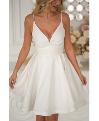 Vestito corto, ecru - Schiena corsetto - Ideale per Cerimonia e Party - Sofia