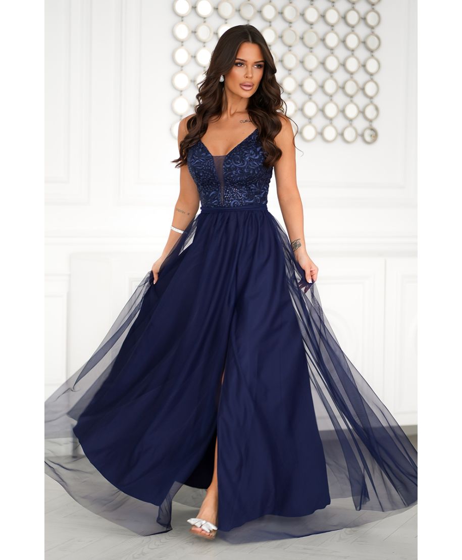 Vestito lungo elegante - Blu