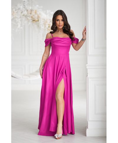 Abito da cerimonia fucsia con spacco - Costa