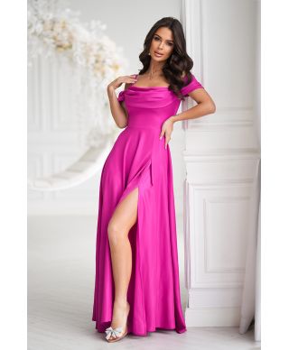 Abito da cerimonia fucsia con spacco - Costa