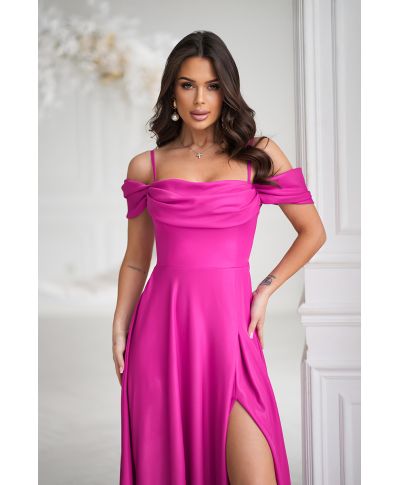 Abito da cerimonia fucsia con spacco - Costa