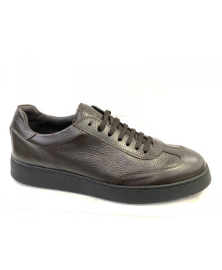 Buty męskie ze skóry - Sneakers - Brązowe - Made in Italy