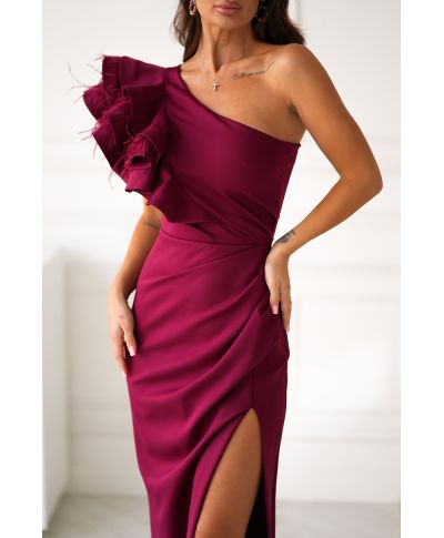 Abito elegante mono spalla bordeaux - Fiora