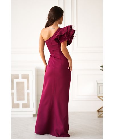 Abito elegante mono spalla bordeaux - Fiora
