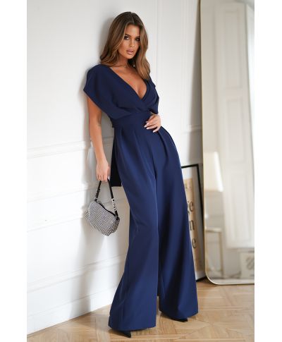 Tuta donna elegante - Blu - Pantaloni a palazzo