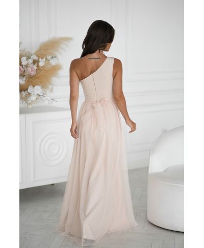 Abito da cerimonia monospalla color champagne - Olivia