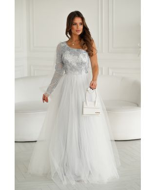 Abito lungo in tulle - Bianco