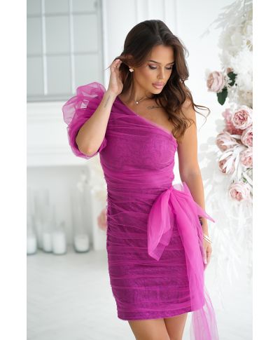 Tubino corto mono spalla - Fuxia - Lilia