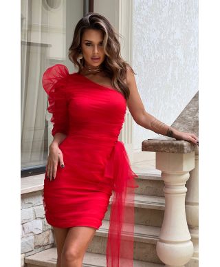 Tubino corto, mono spalla – Rosso