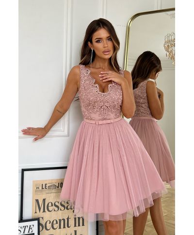 Abito corto elegante - In Tulle – Rosa antico