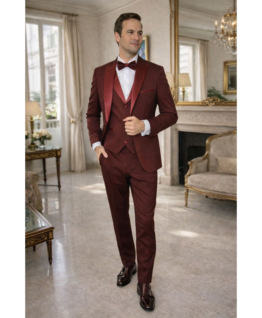 Smoking uomo bordeaux, Slim - Modello Pascal - Gogolfun.it