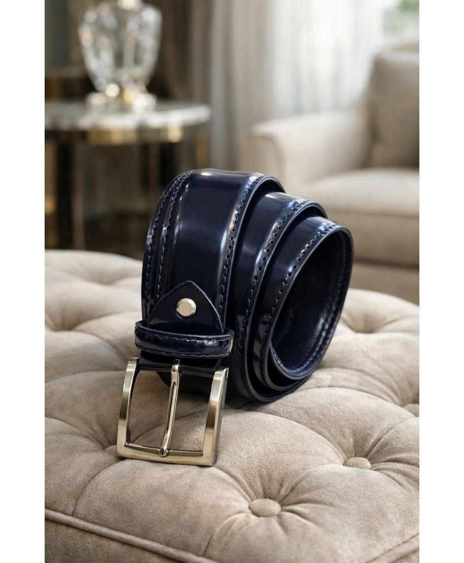 Cintura uomo blu in vera pelle - Accessori da cerimonia uomo - Gogolfun.it