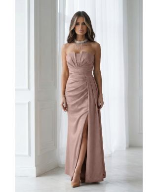 342-22 Elegancka Sukienka Z Geometrycznym Dekoltem I Odpinanymi Ramiączkami