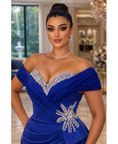 Abito da cerimonia a sirena blu cobalto - Olga - Gogolfun.it