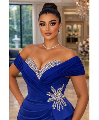 Abito da cerimonia a sirena blu cobalto - Olga