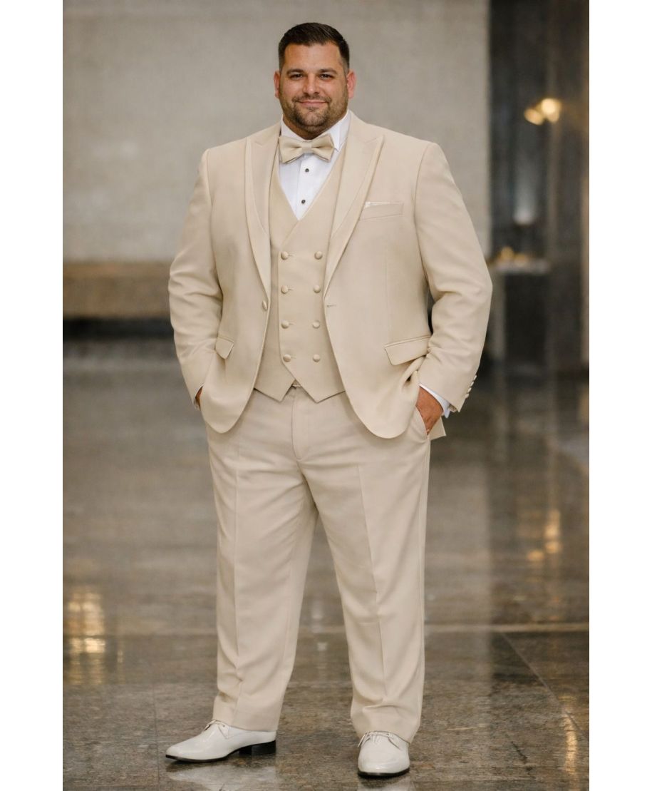 Smoking uomo beige, taglie comode - Romanic