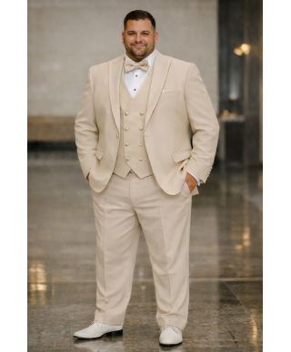 Smoking uomo beige, taglie comode - Romanic