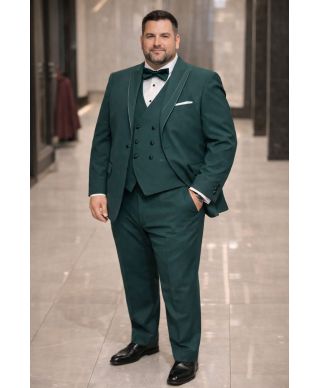 Smoking uomo con gilet verde, Taglie comode - Romanic