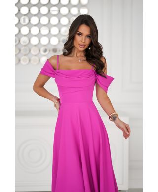 Abito midi elegante in Raso - Scollo Morbido e Spalline scorrevoli