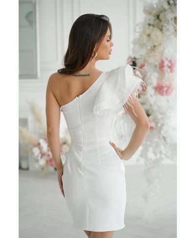 Vestito corto bianco monospalla - Fiora mini