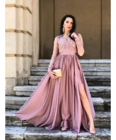 Vestito rosa, elegante - Con manichetta - Mary