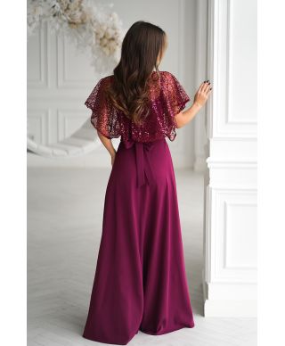 Abito lungo elegante bordeaux - ELEONORA