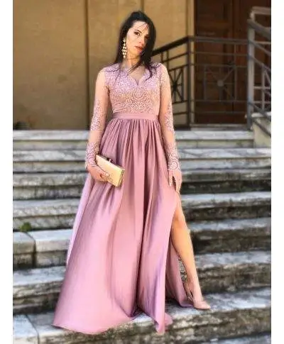 Vestito rosa, elegante - Con manichetta - Mary