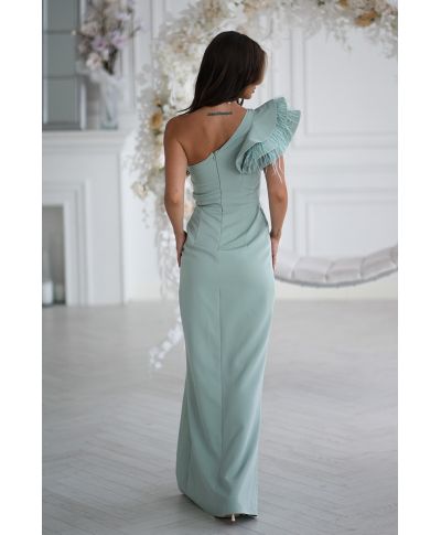 Abito elegante mono spalla color salvia - Fiora