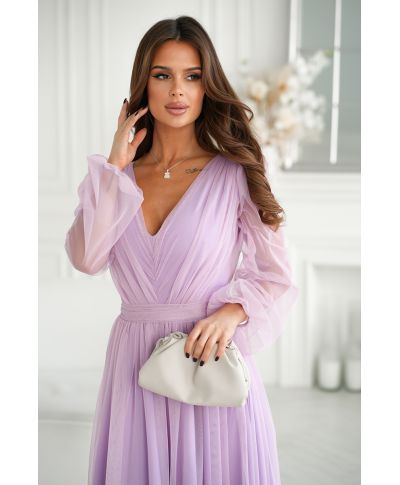 Abito donna - Con manichetta in tulle – Viola