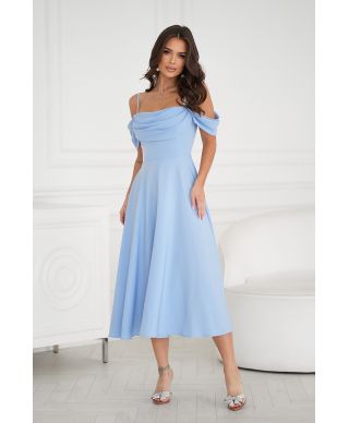 Abito midi elegante in Raso - Scollo Morbido e Spalline scorrevoli