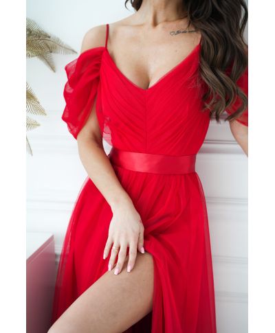 Vestito lungo elegante - In tulle – Rosso