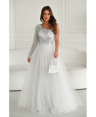 Abito lungo in tulle - Bianco