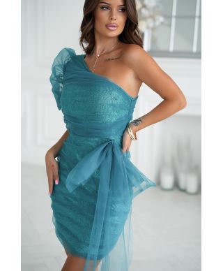 Tubino corto, mono spalla – Turchese